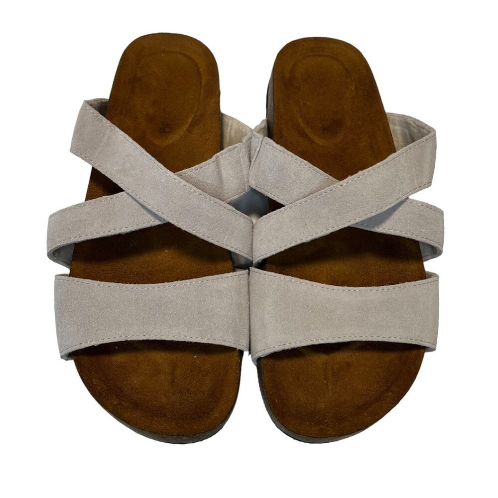 Bearpaw Women's Bonnie Flat Sandals Winter White Sz 8 Open Toe Comfort NWT